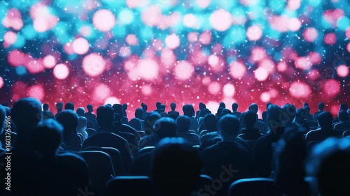 Wallpaper Mural Audience viewing a vibrant, bokeh-filled screen Torontodigital.ca
