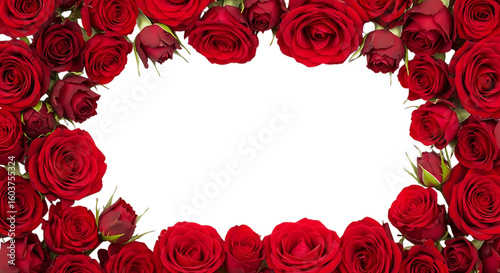 Fototapeta Naklejka Na Ścianę i Meble -  Frame of red roses surrounding a transparent background
