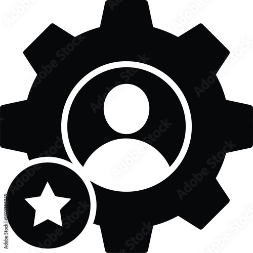 User profile settings icon with gear and star