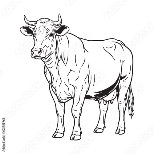 Dairy Cow Rare Trait Element - Cow vector - Cow Line art - Cow Drawing - Vector Lineart of Cow - cow logo - cow outline

