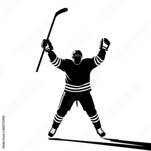 black hockey player celebrating victory clip art preview