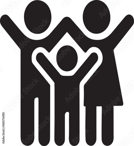  Family Silhouette Icons, Minimal Black and White Vector Set of Family Members