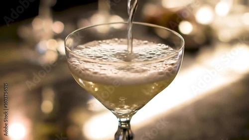 Wallpaper Mural Champagne being poured into a glass coupe with bubbling liquid Torontodigital.ca