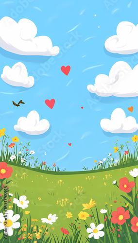 A Colorful Meadow Under a Beautiful Sky