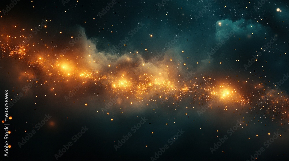 Fototapeta premium Striking cosmic nebula with brilliant orange highlights.