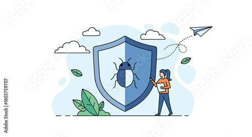 Cybersecurity protection against digital bugs and threats ensuring online safety and data integrity for businesses and individuals