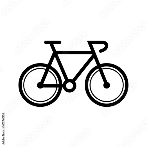 Black silhouette of a bicycle with classic drop handlebars and visible frame details, concept for ecological transport, healthy lifestyle and urban mobility.