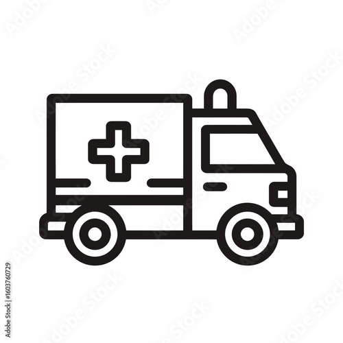 Wallpaper Mural Black outline illustration depicts an ambulance icon with a prominent cross symbol, concept for emergency services, healthcare awareness and medical assistance promotion Torontodigital.ca