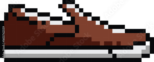 Pixel art footwear and shoes graphic illustration