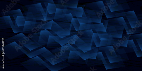 Abstract blue pattern black background. Geometric shape. Line fold polygon style dots