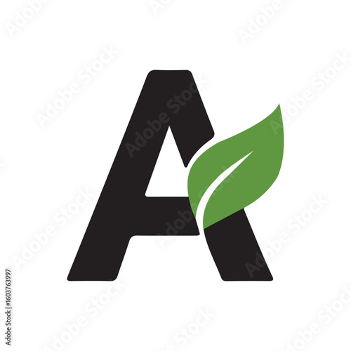 Letter A with Green Leaf Logo