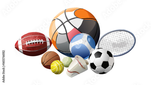 Sports equipment balls vector image featuring basketball football tennis soccer baseball and other sports balls