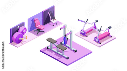 Isometric gym equipment weightlifting bench press exercise machine fitness center workout room health club design