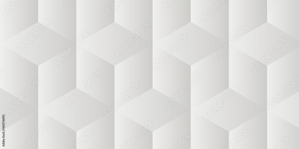 Obraz premium Seamless cube hexagon pattern Abstract geometric with template design. White and gray technology ornament. Vector geometrical cubic waves seamless texture. 
