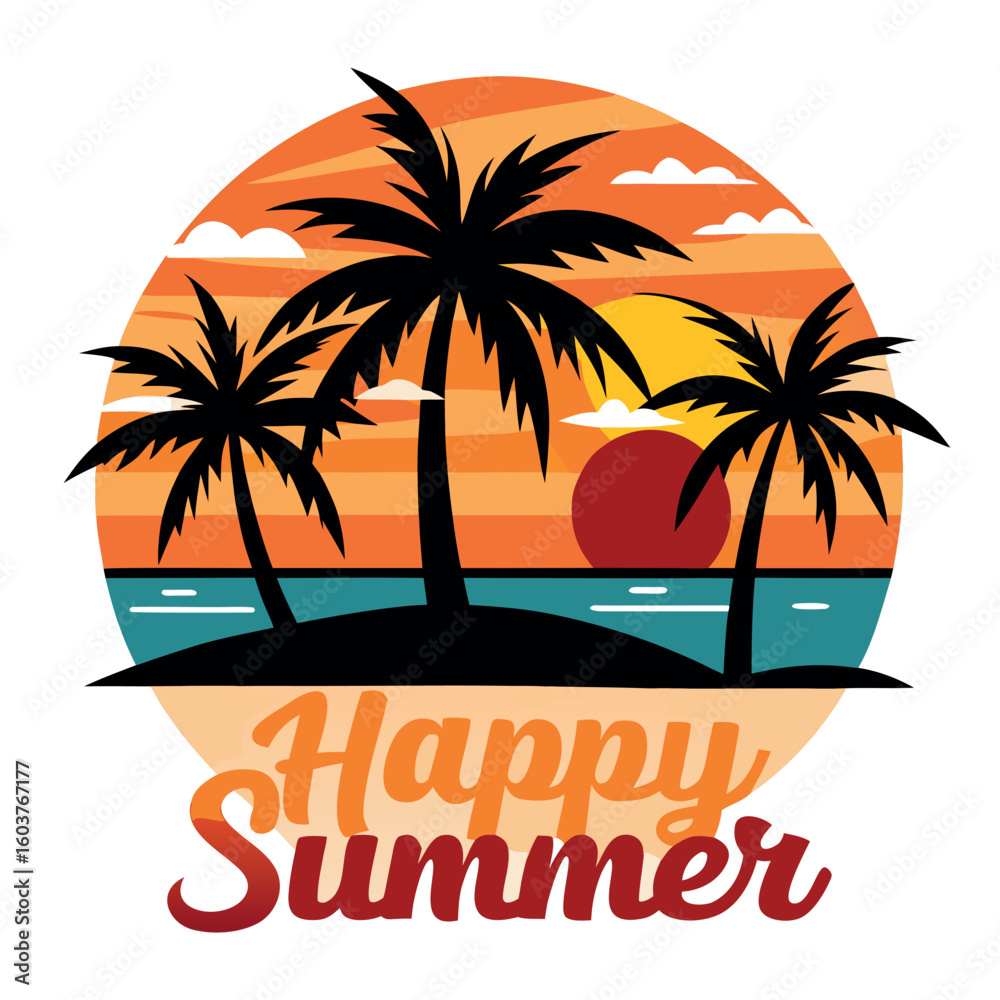 Naklejka premium Summer vibes vector illustration.