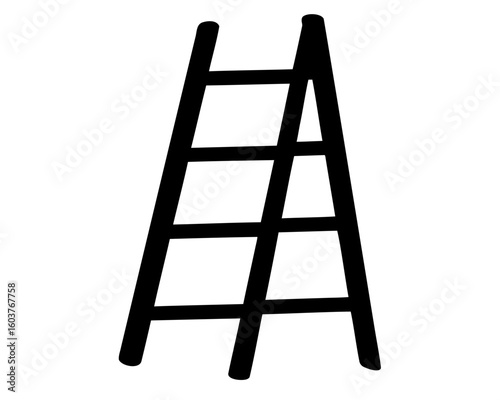 Folding ladder vector silhouette, step ladder silhouette 