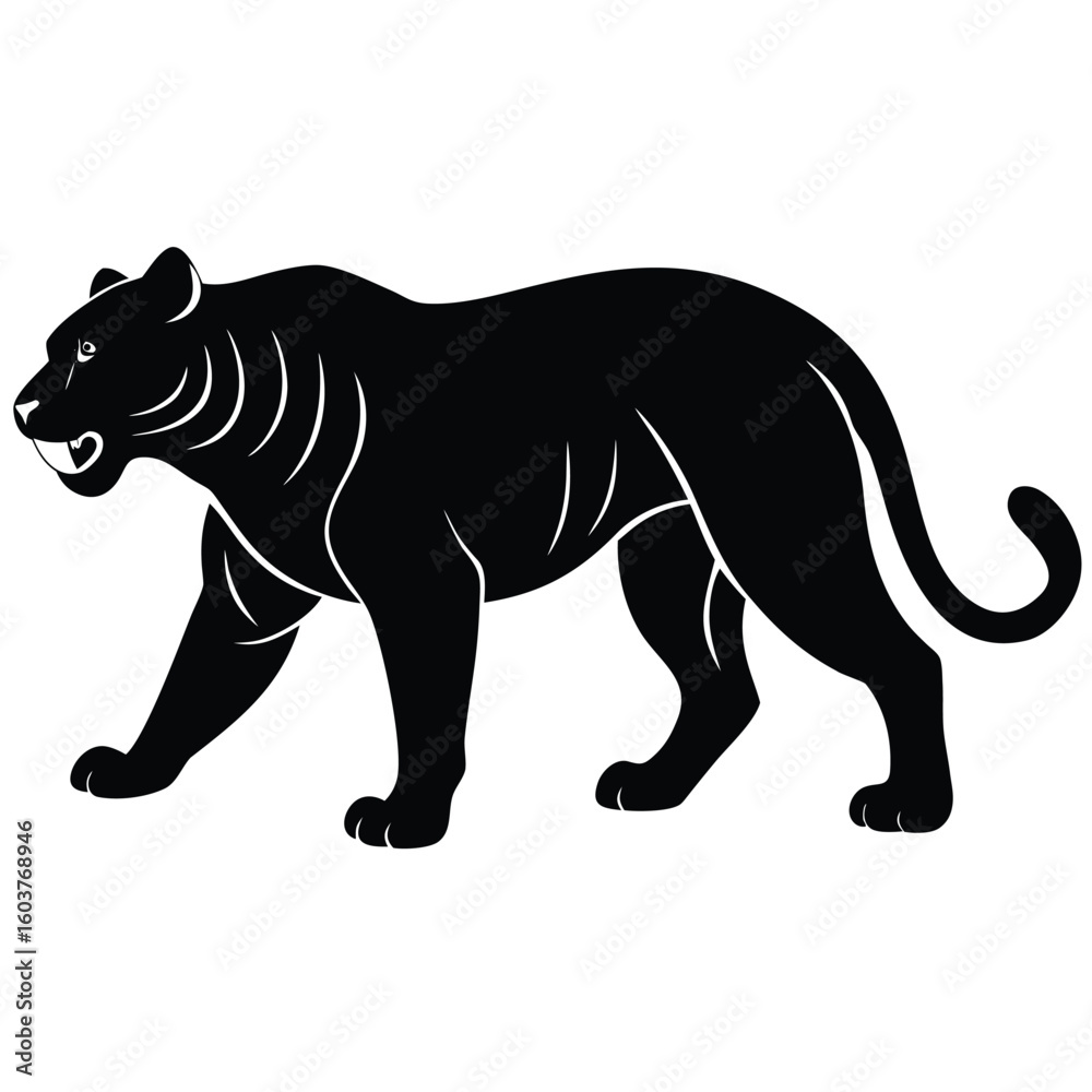 Obraz premium Majestic black panther silhouette in dynamic stance