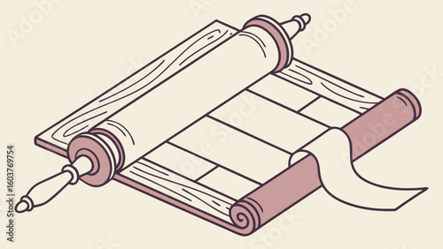 Ancient Parchment Scroll Minimal Vector Illustration for Religious and Historical Context