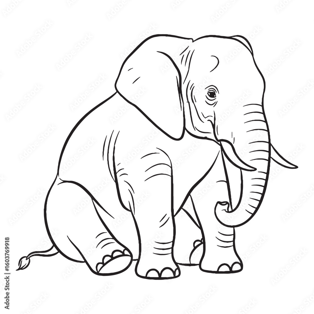 Obraz premium Thick-skinned Elephant Terrestrial Form View - Elephant vector - Elephant Line art - Elephant Drawing - Vector Lineart of Elephant - elephant icon - outline of elephant