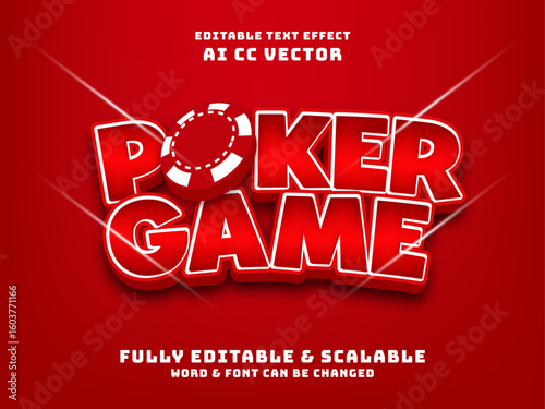 poker 3d vector text effect. chips game for man
