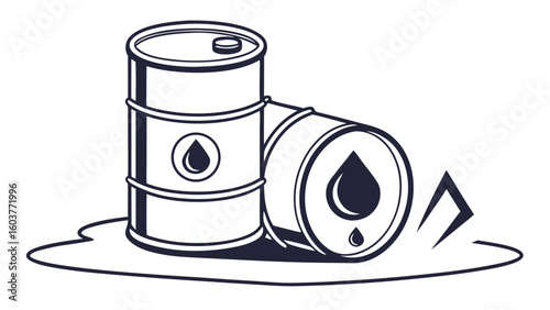 Minimal vector illustration of oil barrels crude oil industry energy resources petroleum fuel storage concept