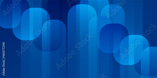 Modern blue background wall with glowing geometric lines wave vector.