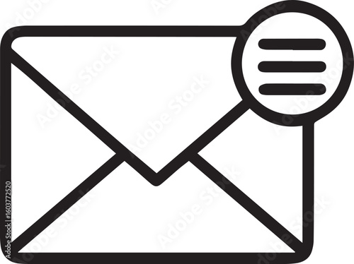 Email Message Options Icon: Envelope with Menu Symbol