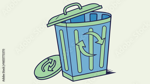 Recycle Recycling Bin Vector Illustration for Environmental Preservation and Waste Management Minimalist Design