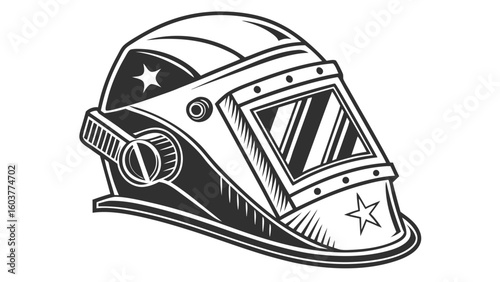 Welding Helmet Vector Illustration : Industrial Protective Gear Safety Equipment Design