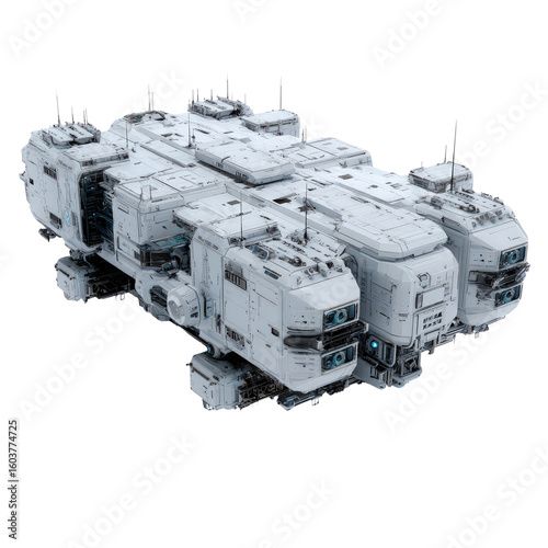 Fototapeta Naklejka Na Ścianę i Meble -  Large, white, futuristic spacecraft