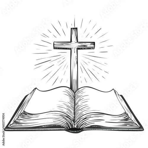 Modern Christian Bible Book Minimal Line Art Illustration