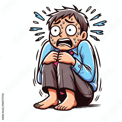 vector image of a panicked and scared person
