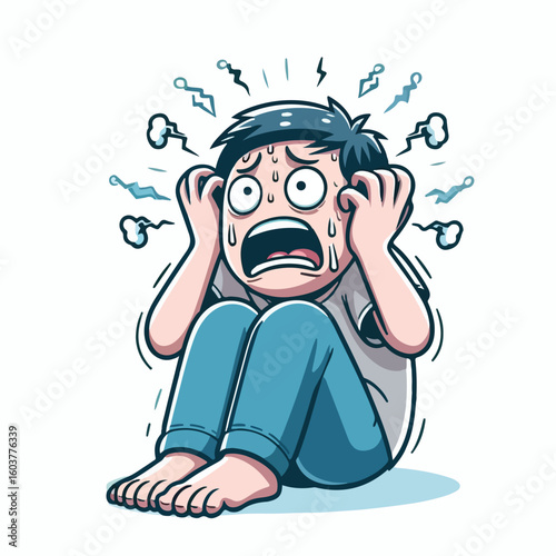 vector image of a panicked and scared person