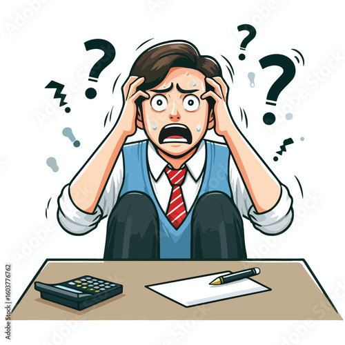 vector image of a panicked and scared person