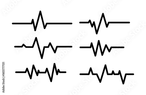 Ecg Heartbeat Lines Black Collection