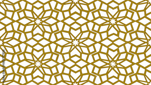 Seamless geometric pattern based on traditional islamic art golden color isolated white background for fabric, textile, cover, wrapping paper, greeting cards.gold, cover, diamond, elegant, fine, 