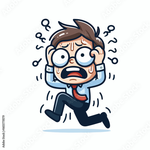 vector image of a panicked and scared person