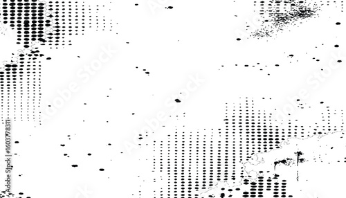 Abstract halftone noise texture vector elements on transparent background dotted pattern retro comic  fading print pattern. Worn, irregular dots and scattered noise create a lo-fi, vintage overlay ,