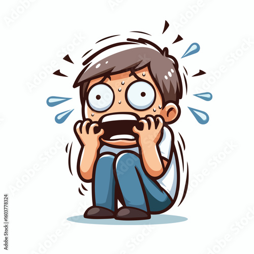 vector image of a panicked and scared person