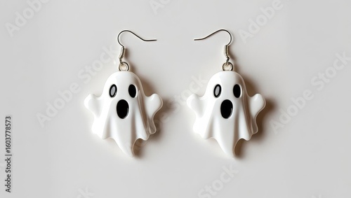halloween shopping accessories. Earrings shaped like cute ghosts, featuring a playful design perfect for Halloween-themed accessories.