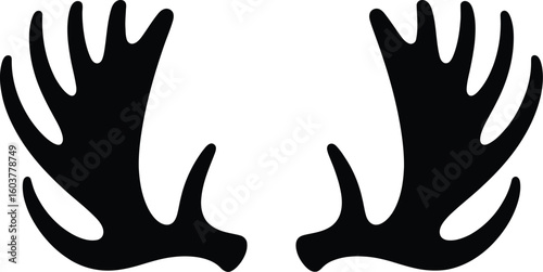 Silhouette of Moose Antlers Graphic Design Element