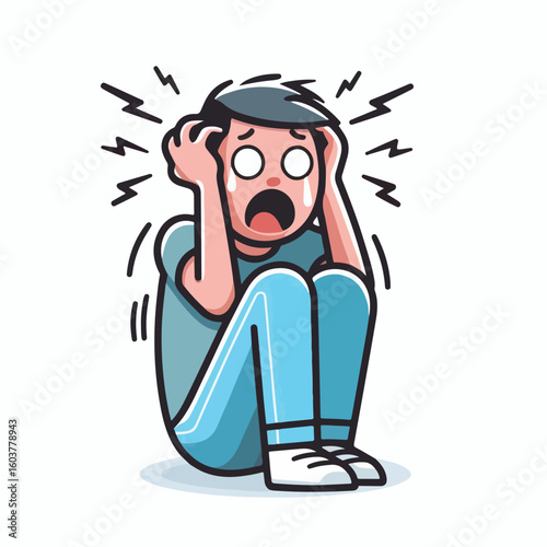 vector image of a panicked and scared person