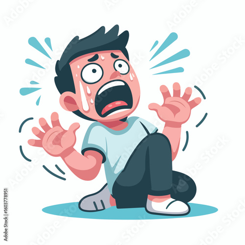 vector image of a panicked and scared person