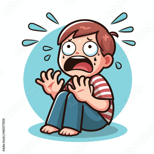 vector image of a panicked and scared person