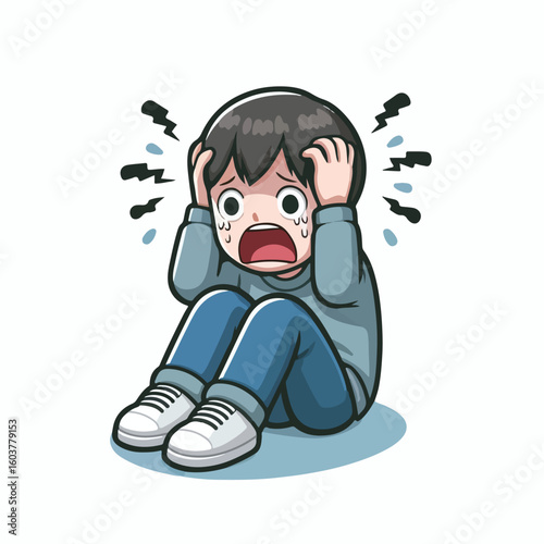 vector image of a panicked and scared person