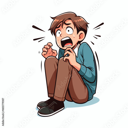 vector image of a panicked and scared person
