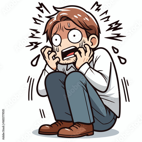 vector image of a panicked and scared person