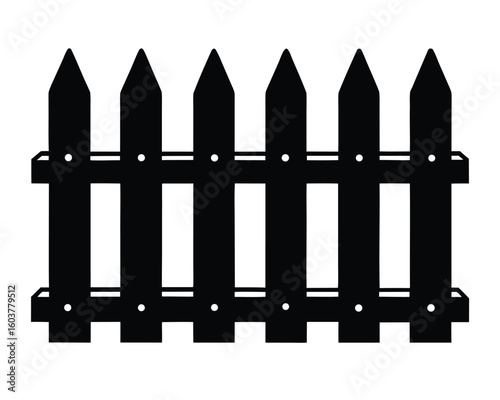 A black picket fence silhouette isolated on white background Ai Generated