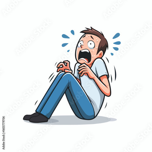 vector image of a panicked and scared person