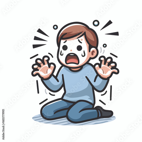 vector image of a panicked and scared person